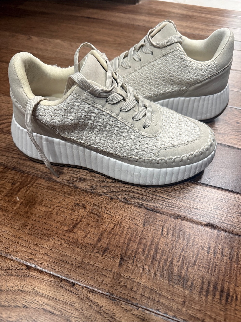 DV by Dolce Vita Cream Woven Platform Sneakers